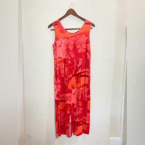 Jams World Janice Midi Dress in Spice Flower Medium Red Pink Made in Hawaii - Picture 9 of 9